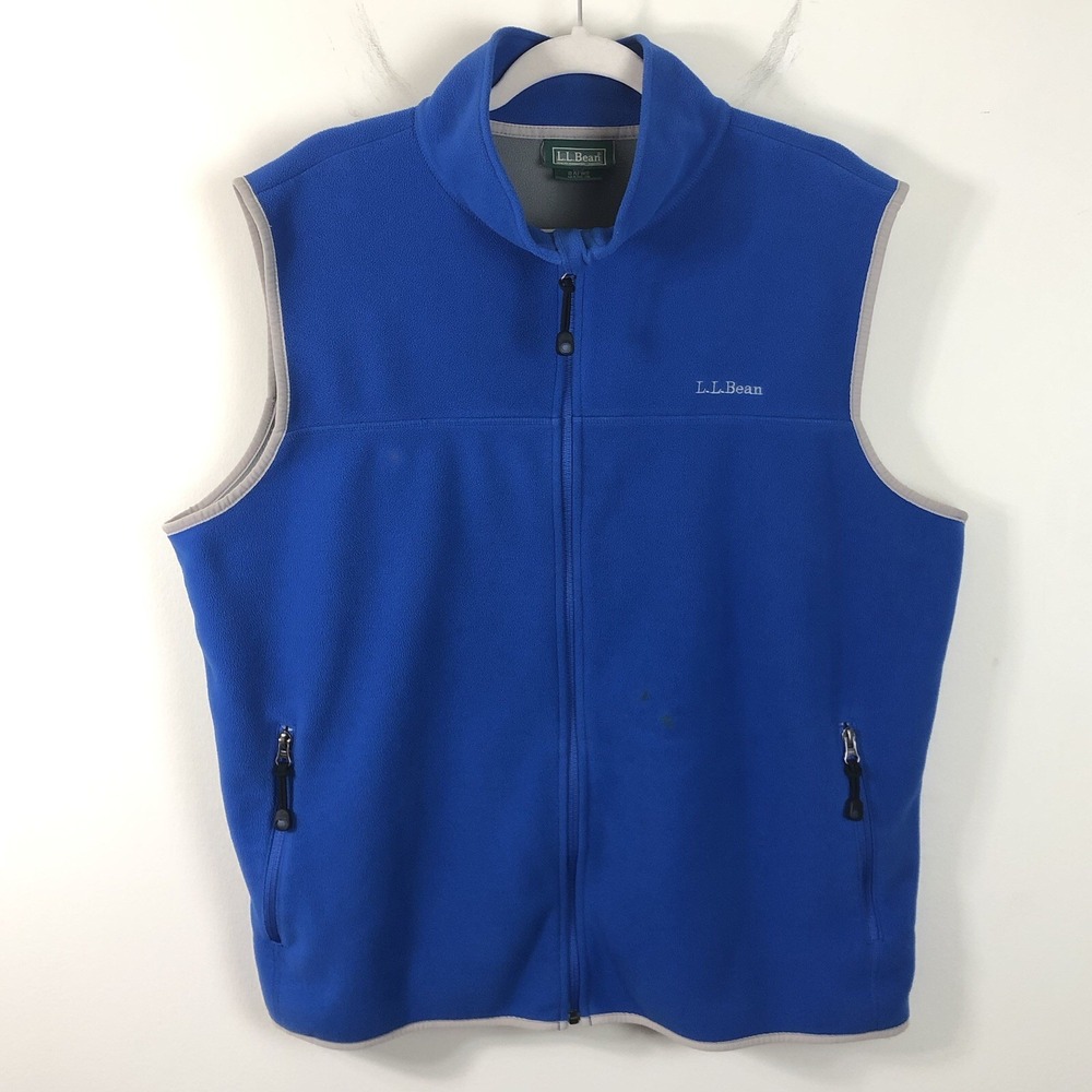 L.L. Bean Full Zip Polartec Fleece Vest Men's L Blue Gray Outdoors Weather